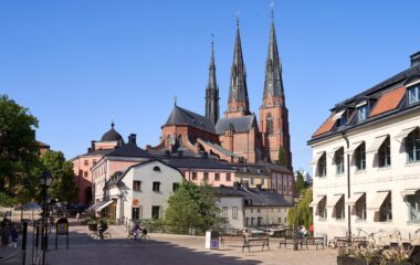 City,Life,In,Uppsala,,Sweden,With,A,View,Of,Cathedral